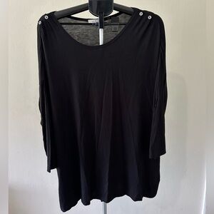 Simply Noelle Black Long Sleeve Top with Shoulder Buttons L/XL 12/14